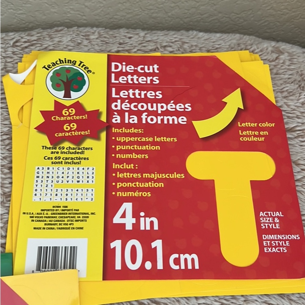 Teaching Tree 4” die cut letters and numbers